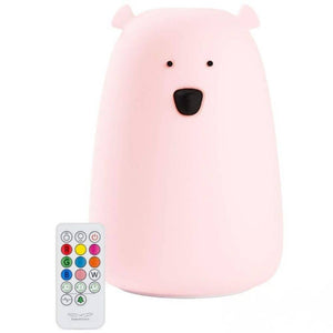 Große Teddybär-Lampe – rosa mit Fernbedienung