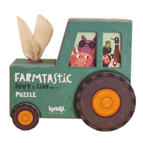 Beobachtungspuzzle Farmtastic - 36 Teile in Traktor-Box