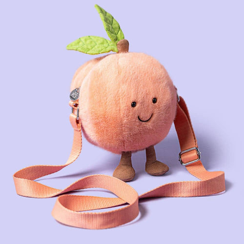 Amuseable Plüsch-Umhängetasche Pfirsich (18 cm)