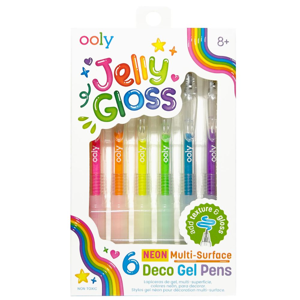 Glitzernde 3D-Gelstifte zum Verzieren von Glas und Kunststoff – Jelly Gloss, 6 Stück