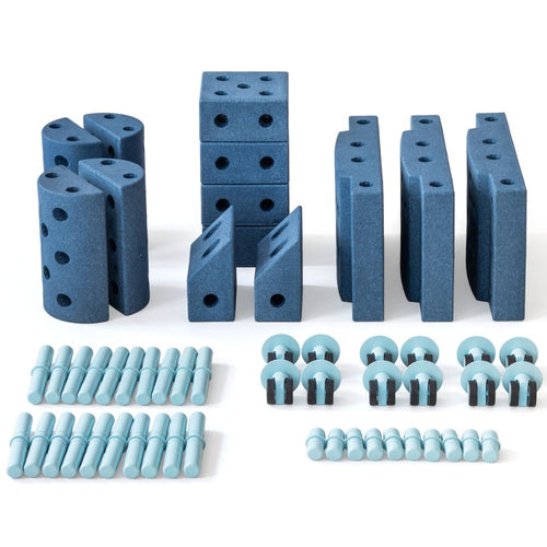 Kreative Bausteine zur Förderung der Grobmotorik – MODU Education Set – Deep Blue/Sky Blue, 55 Teile