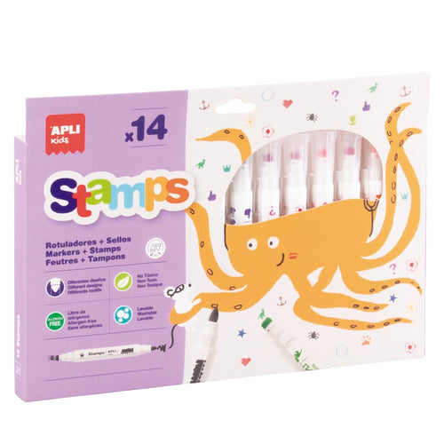 Stempel-Filzstifte für Kinder – Dual-Marker (14 Farben)