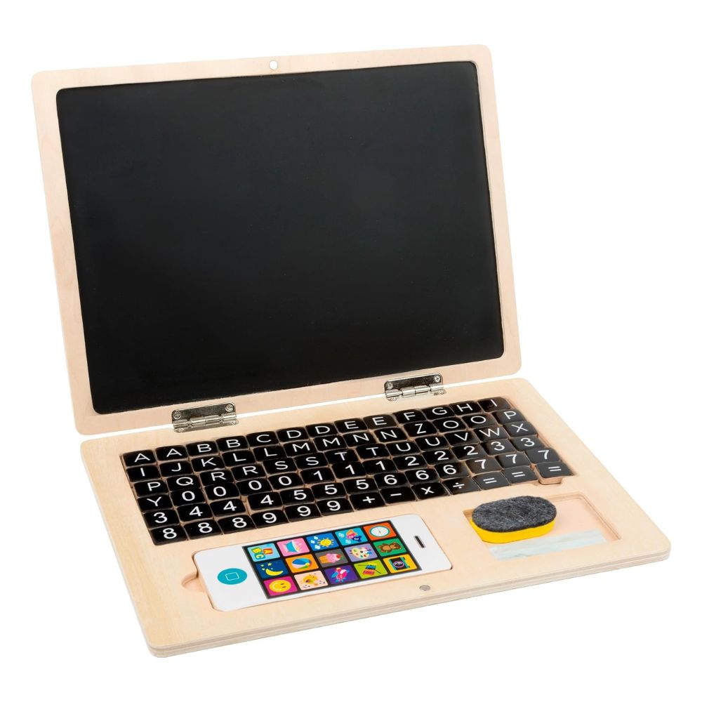 Holz-Laptop mit Magnet-Tafel (78 Magnete)