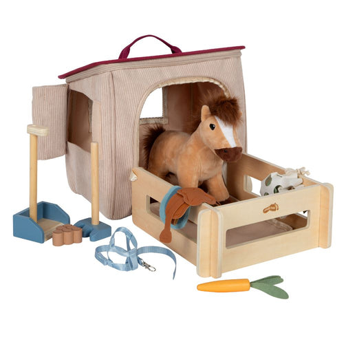 Spielset Pferd mit Stall und Zubehör in der Tasche