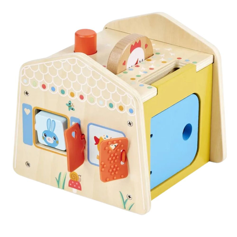 Activity-Haus Versteckspiel von Lilliputiens aus Holz mit Fensterläden und Türen