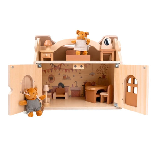 Holz-Puppenhaus - Puppenhaus mit Eichhörnchen (22 x 28 x 32 cm)