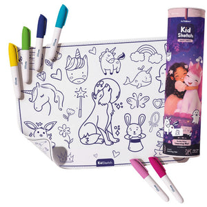Kid Sketch Silikon-Malunterlage Magic Forest mit Markern und Verpackungsrolle