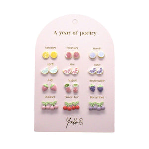 Yuko B. Ohrstecker-Set Poesie-Jahr Früchte mit 12 Paar