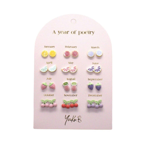 Yuko B. Ohrstecker-Set Poesie-Jahr Früchte mit 12 Paar