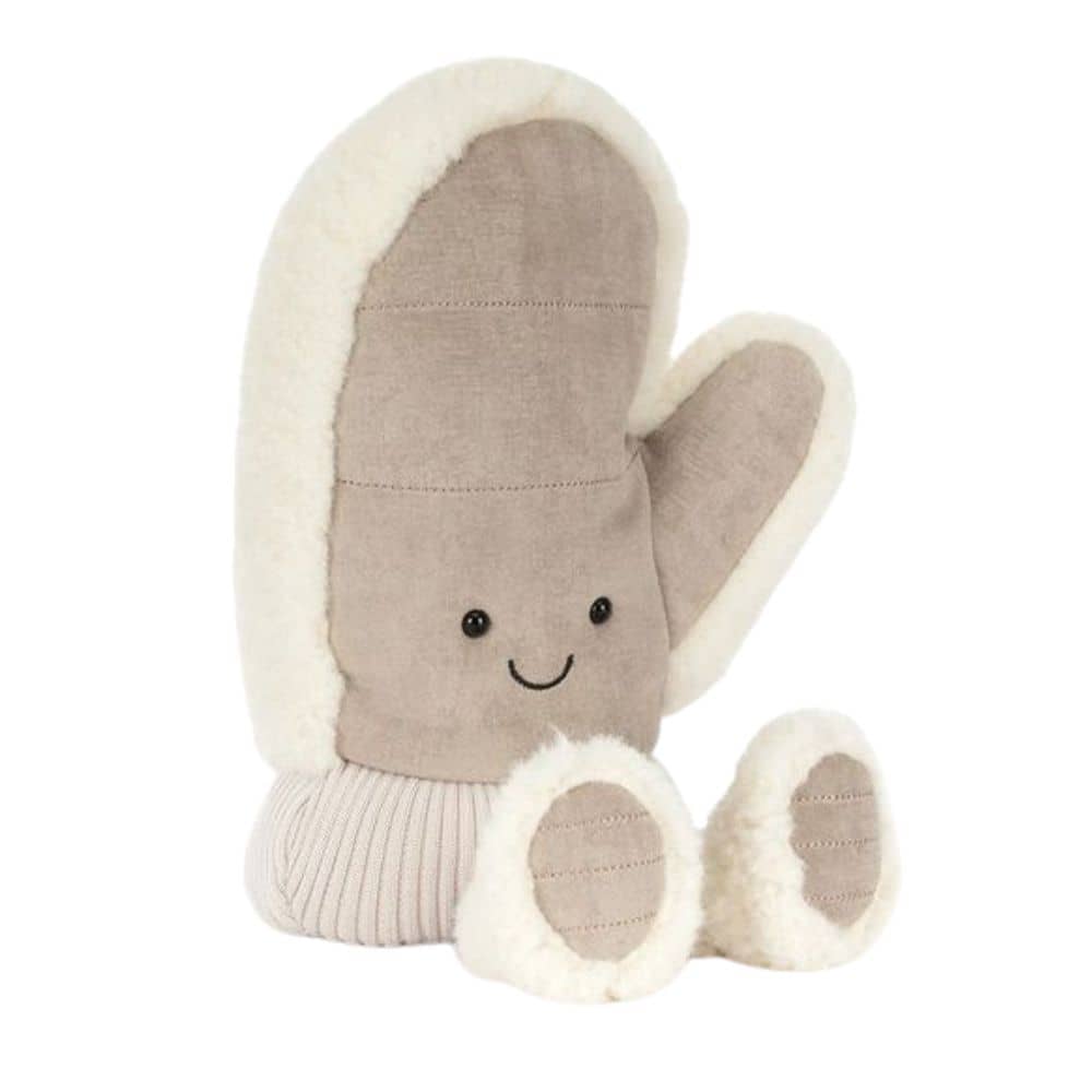 Jellycat Plüsch-Fäustling in Creme-Beige mit Gesicht, 27 cm