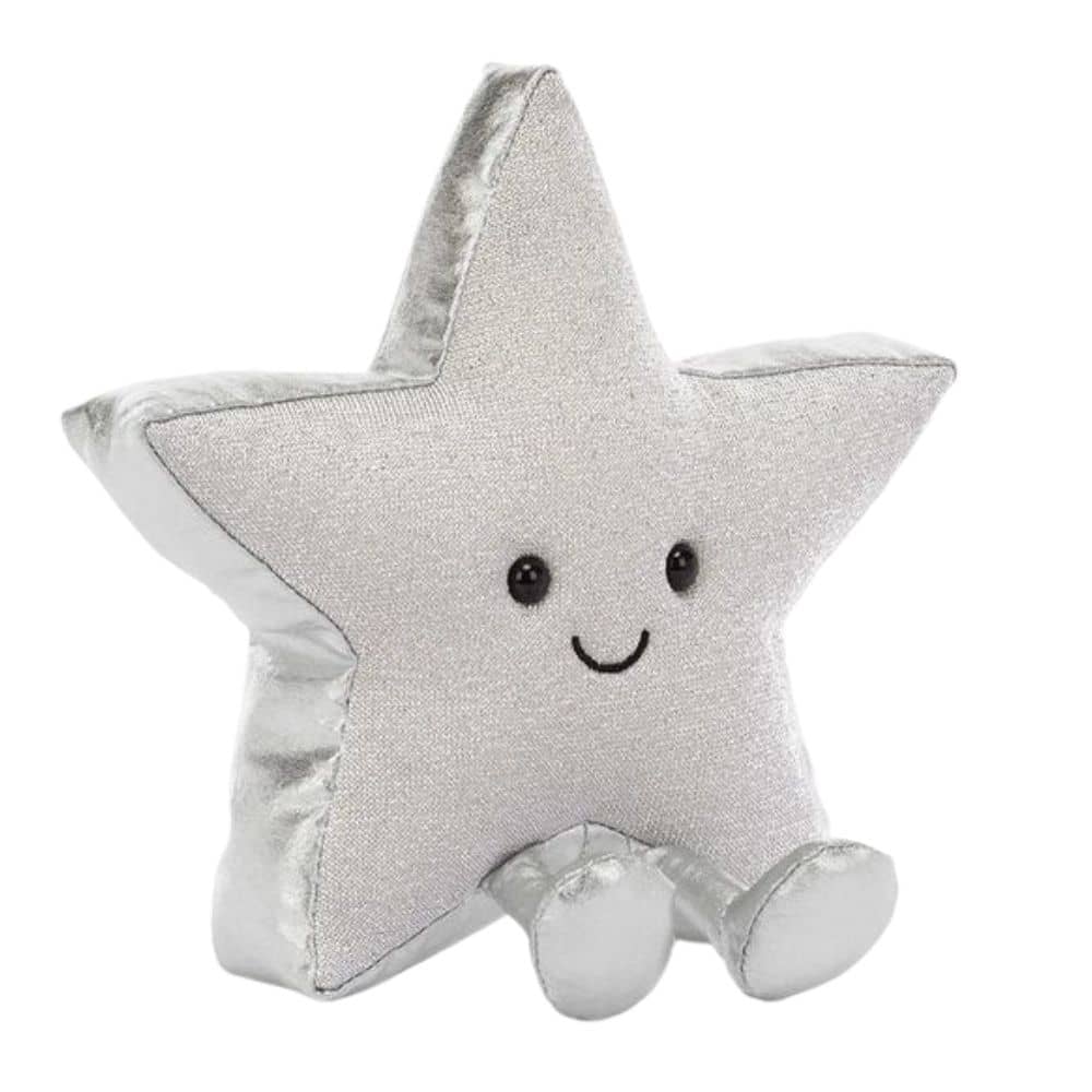 Jellycat Amuseables Silver Star - Plüschstern in Silbergrau, 17 cm