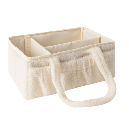 Weißer Wickelorganizer aus Teddy-Plüsch von That's Mine mit Henkeln