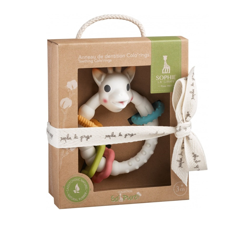 Bunter Beißring auf einem Ring Sophie die Giraffe - So'Pure - Tublu.de