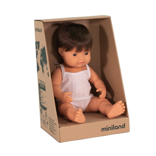 Puppe Junge – Europäer, braune Haare, 38 cm