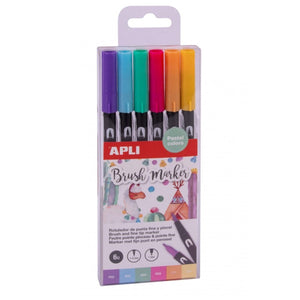 Doppelseitige Brush Marker - 6 Pastellfarben - Tublu.de