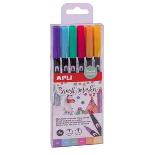 Doppelseitige Brush Marker - 6 Pastellfarben - Tublu.de