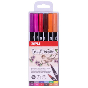 Doppelseitige Marker Brush Marker – 12 Farben - Tublu.de