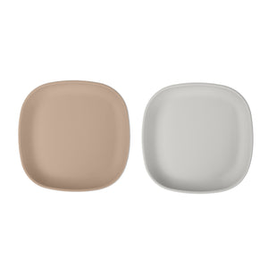 Silikon-Teller, 2 Stück – Braun/Federgrau