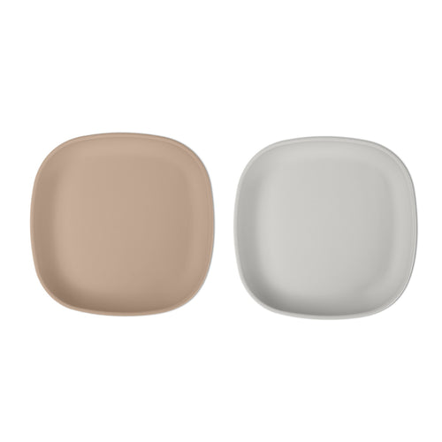 Silikon-Teller, 2 Stück – Braun/Federgrau