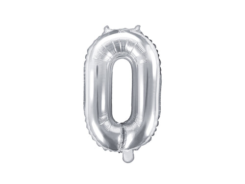 Folienballon 35 cm – Zahl 0 silber