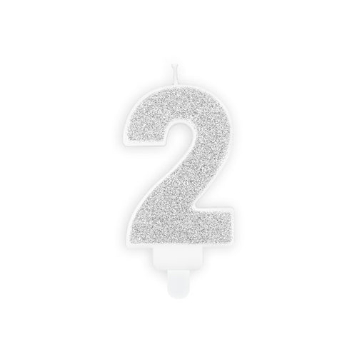 Geburtstagskerze 7 cm – Zahl 2 silber