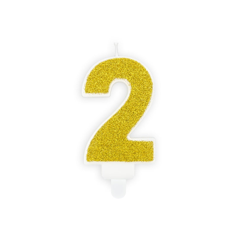Geburtstagskerze  7 cm – Zahl 2 goldfarben