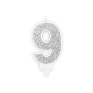 Geburtstagskerze 7 cm – Zahl 9 silber