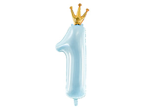 Folienballon 30 x 90 cm – Zahl 1 blau