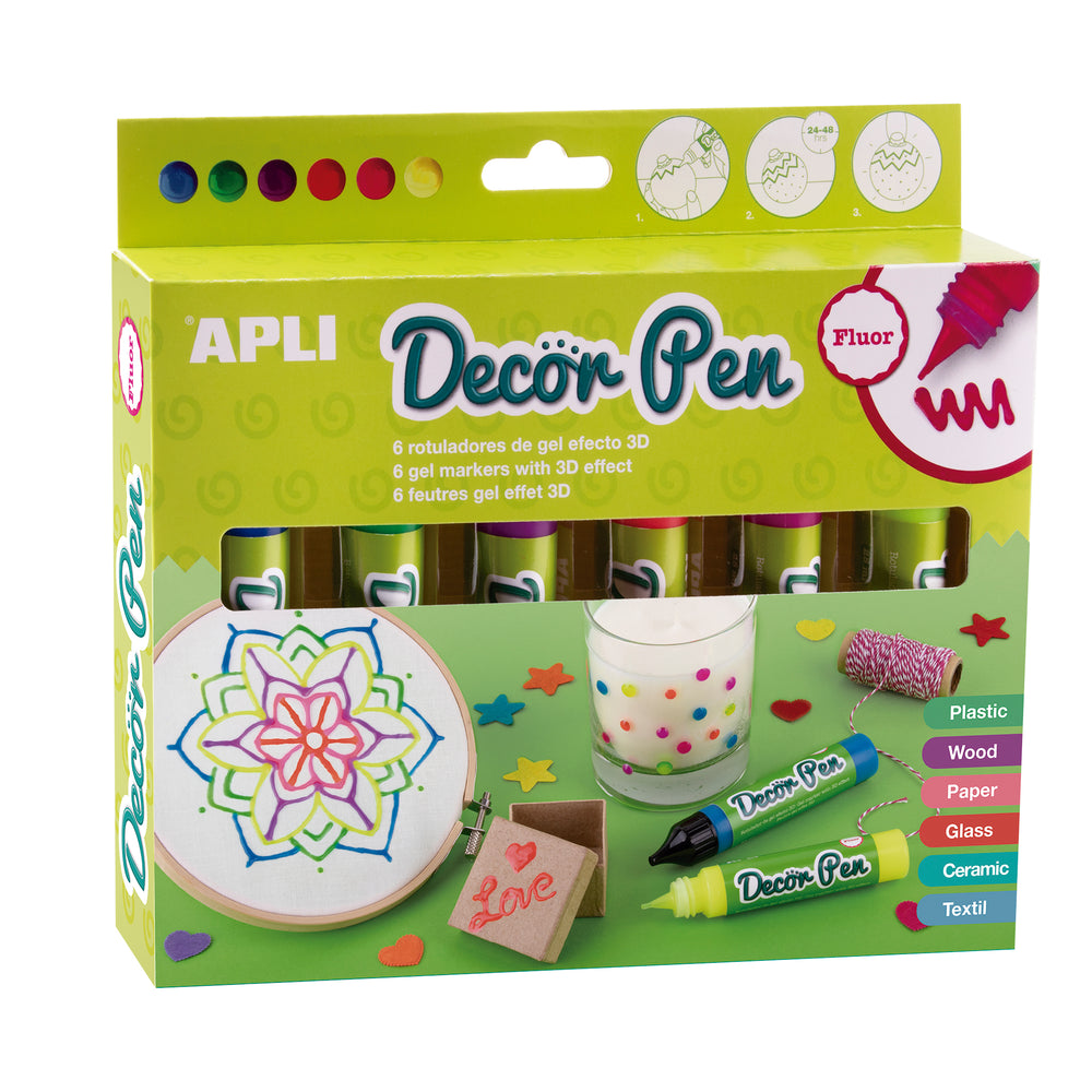 Gelstifte mit 3D-Effekt – Fluoreszierend 6 Farben - Tublu.de