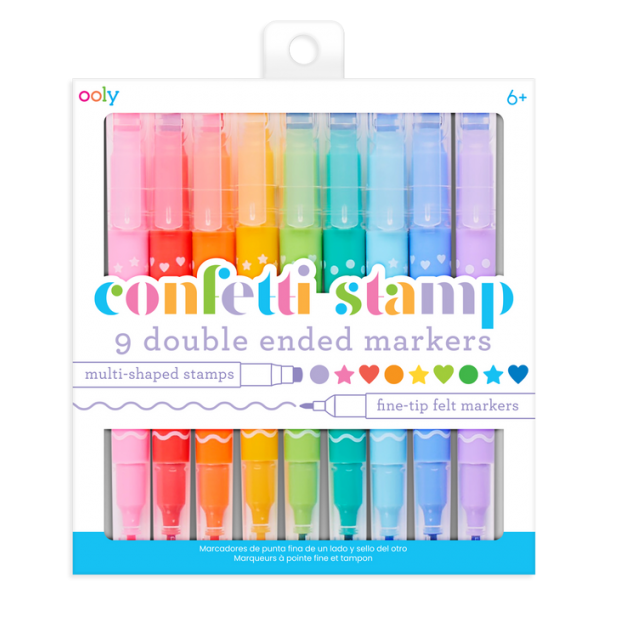 Beidseitige Filzstifte mit Stempeln – Confetti Stamp, 9er-Set