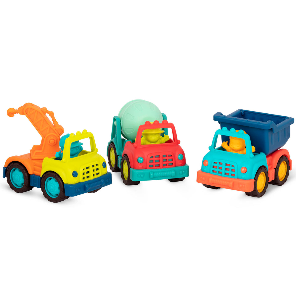 Set mit drei kleinen Baufahrzeugen mit Fahrer – Wonder Wheels - Tublu.de