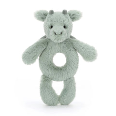 Jellycat Rassel Drache – Mintgrau 18 cm weiche Plüsch Babys-Spielzeug Rassel