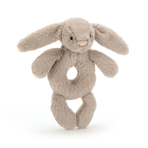 Jellycat Rassel Hase - Beige 18 cm weiche Plüschgreifling für Babys und Kleinkinder
