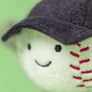 Jellycat Schlüsselanhänger – Baseball 12 cm Kuschelweich mit schwarzer Kapuze und lächelndem Gesicht