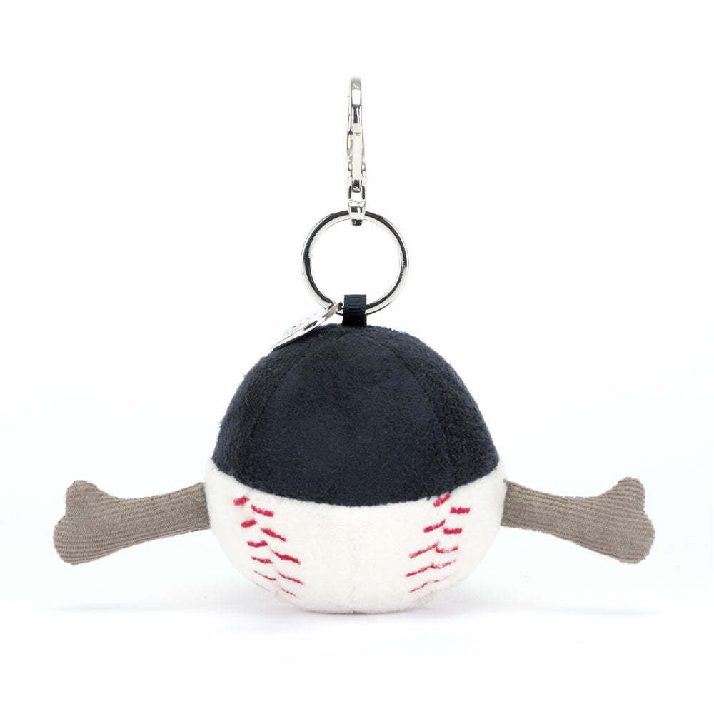 Jellycat Schlüsselanhänger – Baseball 12 cm mit schwarzer Mütze und weichen Armen