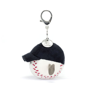 Jellycat Schlüsselanhänger – Baseball 12 cm mit schwarzer Mütze aus weichem Plüsch