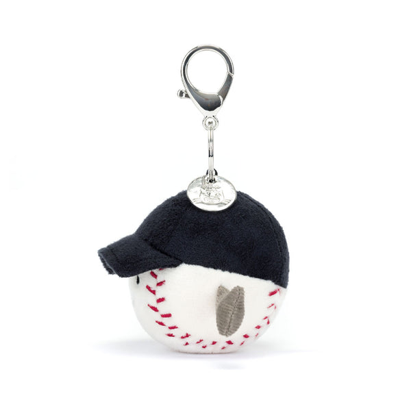 Jellycat Schlüsselanhänger – Baseball 12 cm mit schwarzer Mütze aus weichem Plüsch