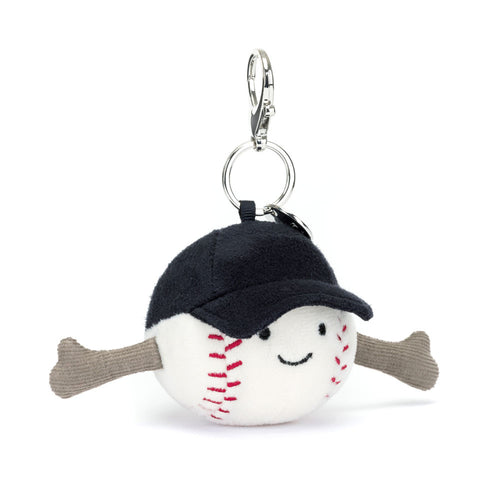 Jellycat Schlüsselanhänger – Baseball 12 cm mit schwarzer Mütze und weichen Armen