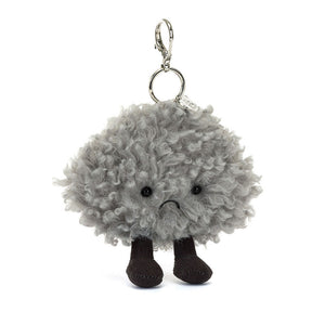 Jellycat Schlüsselanhänger – Gewitterwolke 13 cm aus weichem, flauschigem Material mit kleinem Gesicht und Befestigungsring