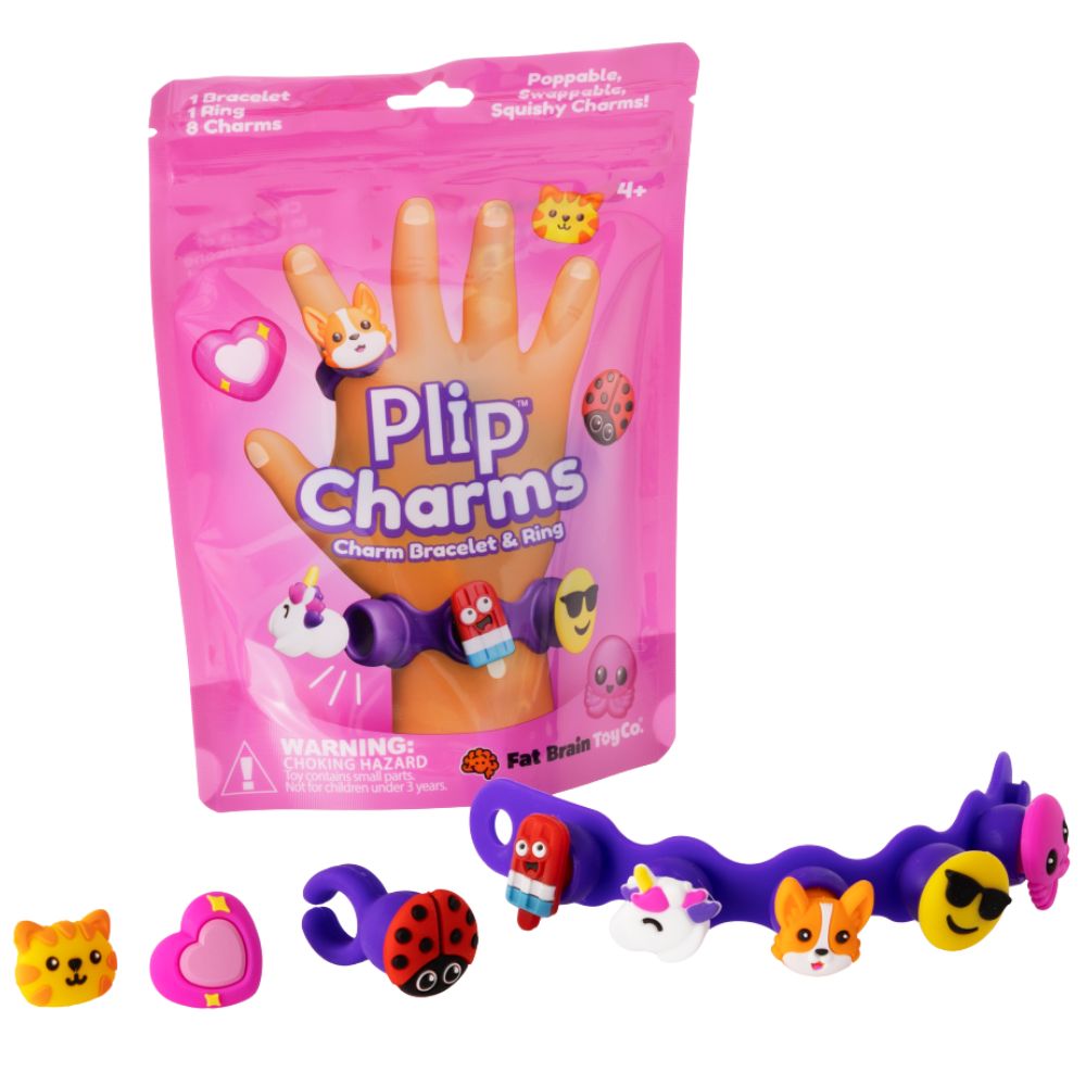 Fat Brain Toys Schmuckset Plip Charms – Violett mit Armband und bunten Charm-Anhängern