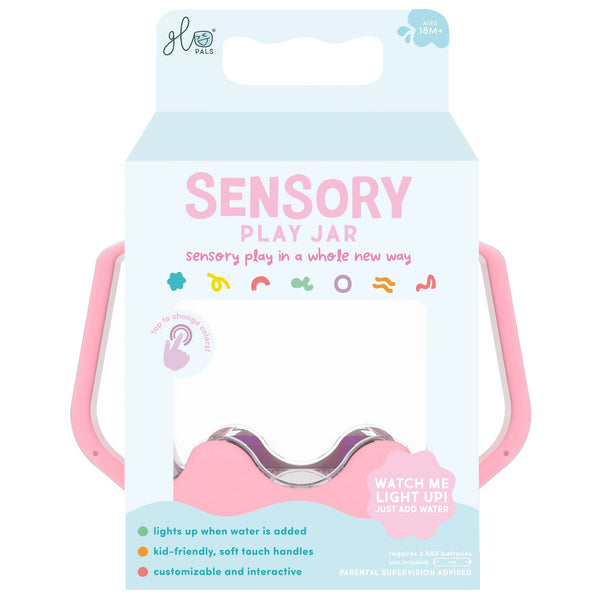 Glo Pals Zabawka progresywna Sensorikglas zum Befüllen mit Wasser – rosa mit weichen Griffen und Lichteffekten