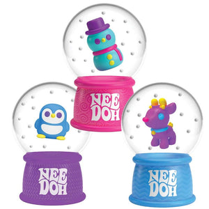 Sensorischer Stressball – Snow Globe Needoh in bunten Varianten mit schneemann, pinguin und hirsch