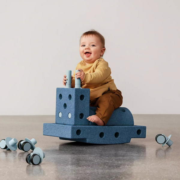 MODU Klocki für Kleinkinder, farbenfrohes Spielzeug in Blau für kreatives Spielen und Entdecken