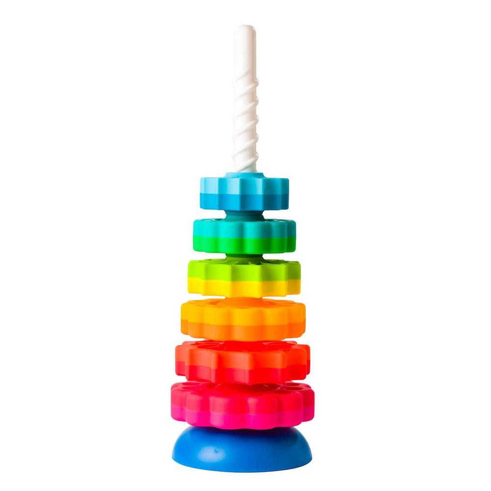 Farbiger Fat Brain Toys SpinAgain Stapelturm mit großen Ringen für kinderfreundliches Spielen