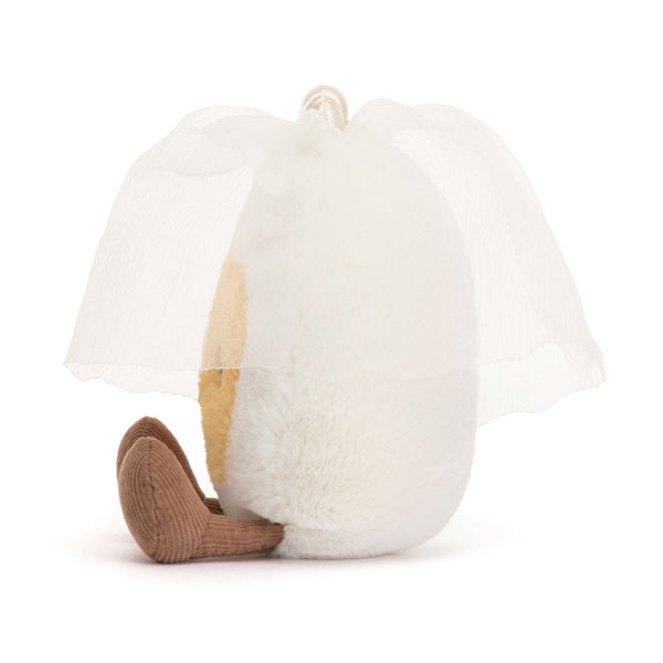 Jellycat Kuscheltier in Form eines weißen Eies mit braunem Fuß für süße Umarmungen