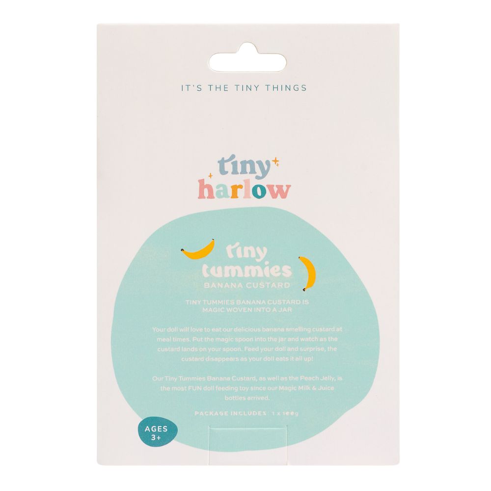 Tiny Harlow Puppen Fütterungsset mit Löffel und einem Glas mit Bananenpudding für Spielzeugpuppen