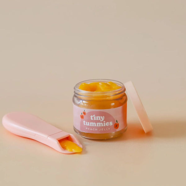 Tiny Harlow Puppen Füttern Lernspielzeug mit einem Glas Pfirsichmarmelade und einem Löffel