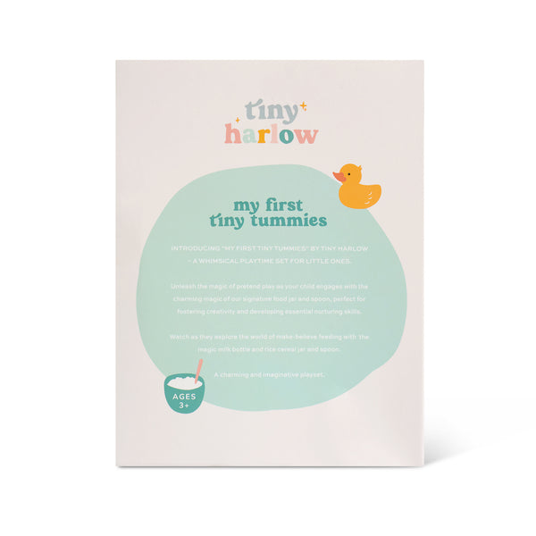 Tiny Tummies Set Babyspielzeug von Tiny Harlow in einer bunten Verpackung für kreative Spielideen
